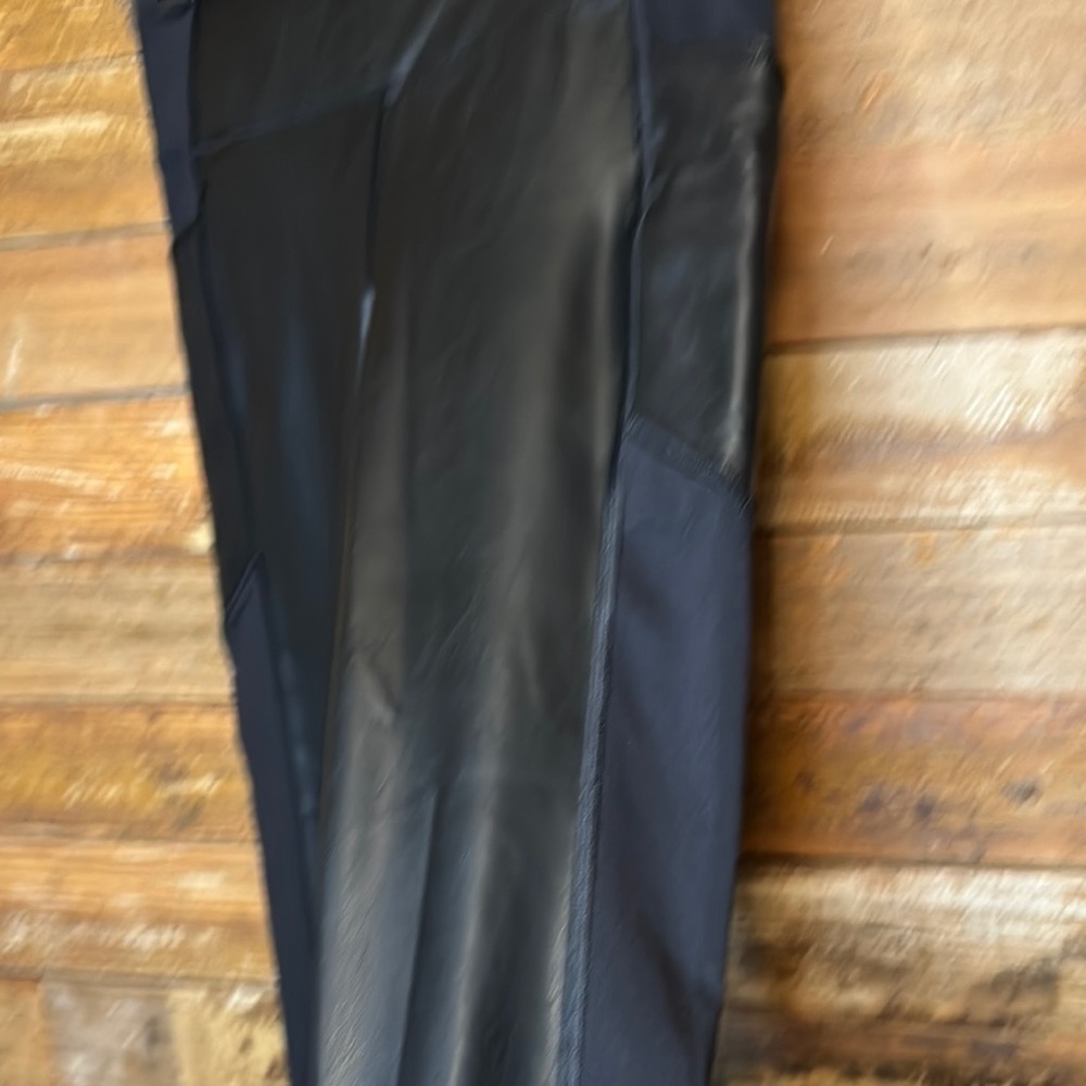 Athleta Gleam Chaturanga Black Faux Leather Leggings - Picture 8 of 9